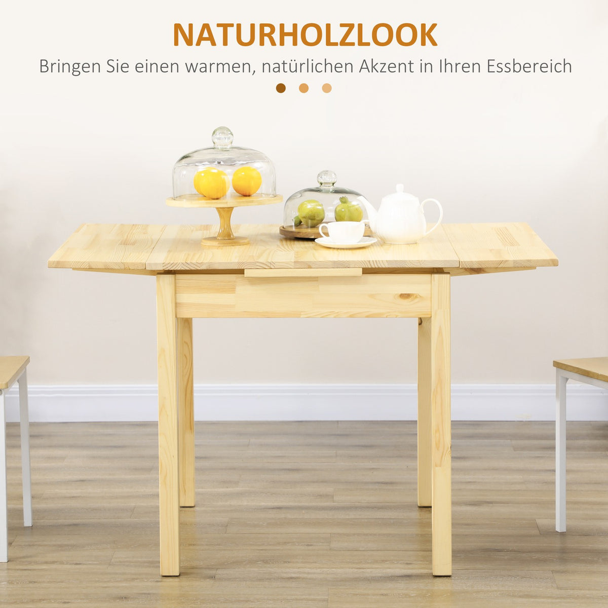 Expandable Folding Table 2-4 People Wooden Table Natural 120X80X75Cm