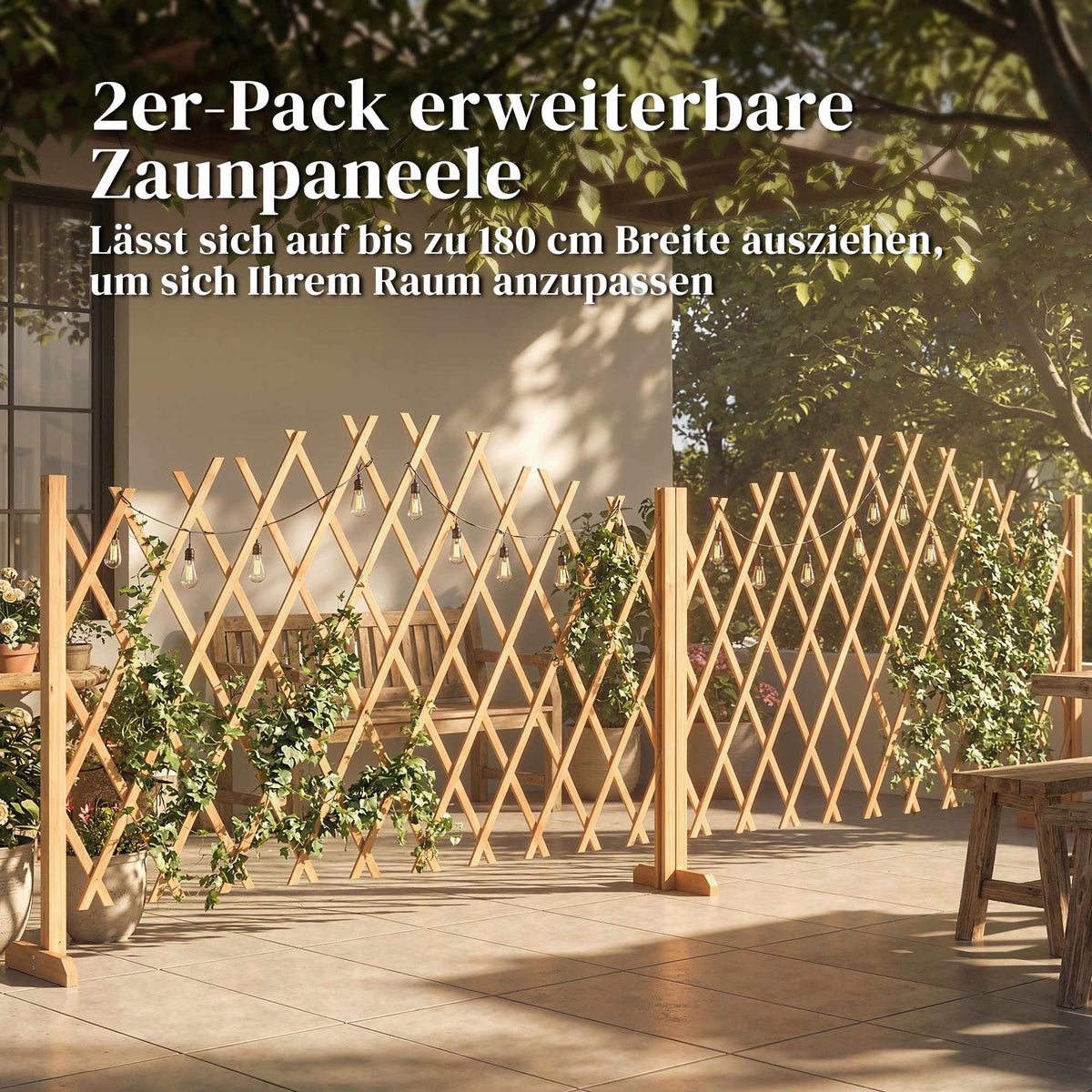Expandable Freestanding Trellis Set, 180 x 30 x 103 cm, Brown