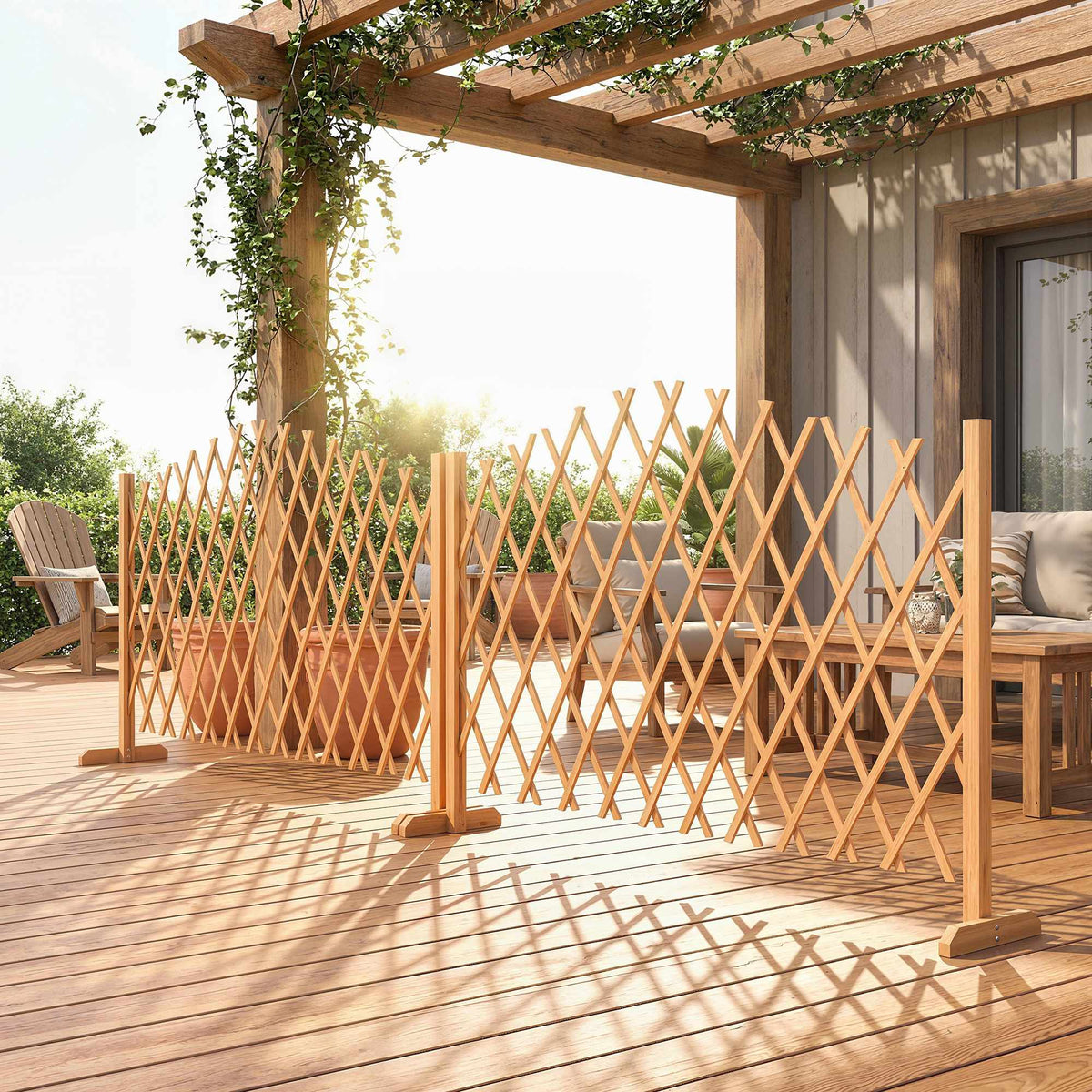 Expandable Freestanding Trellis Set, 180 x 30 x 103 cm, Brown