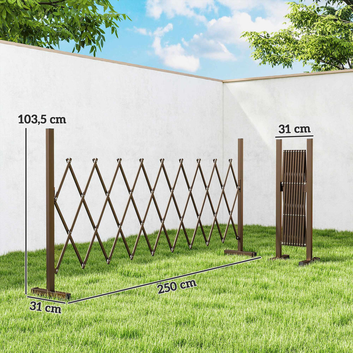 Expandable Garden Fence, Aluminum-Iron, Brown, 31-250cm