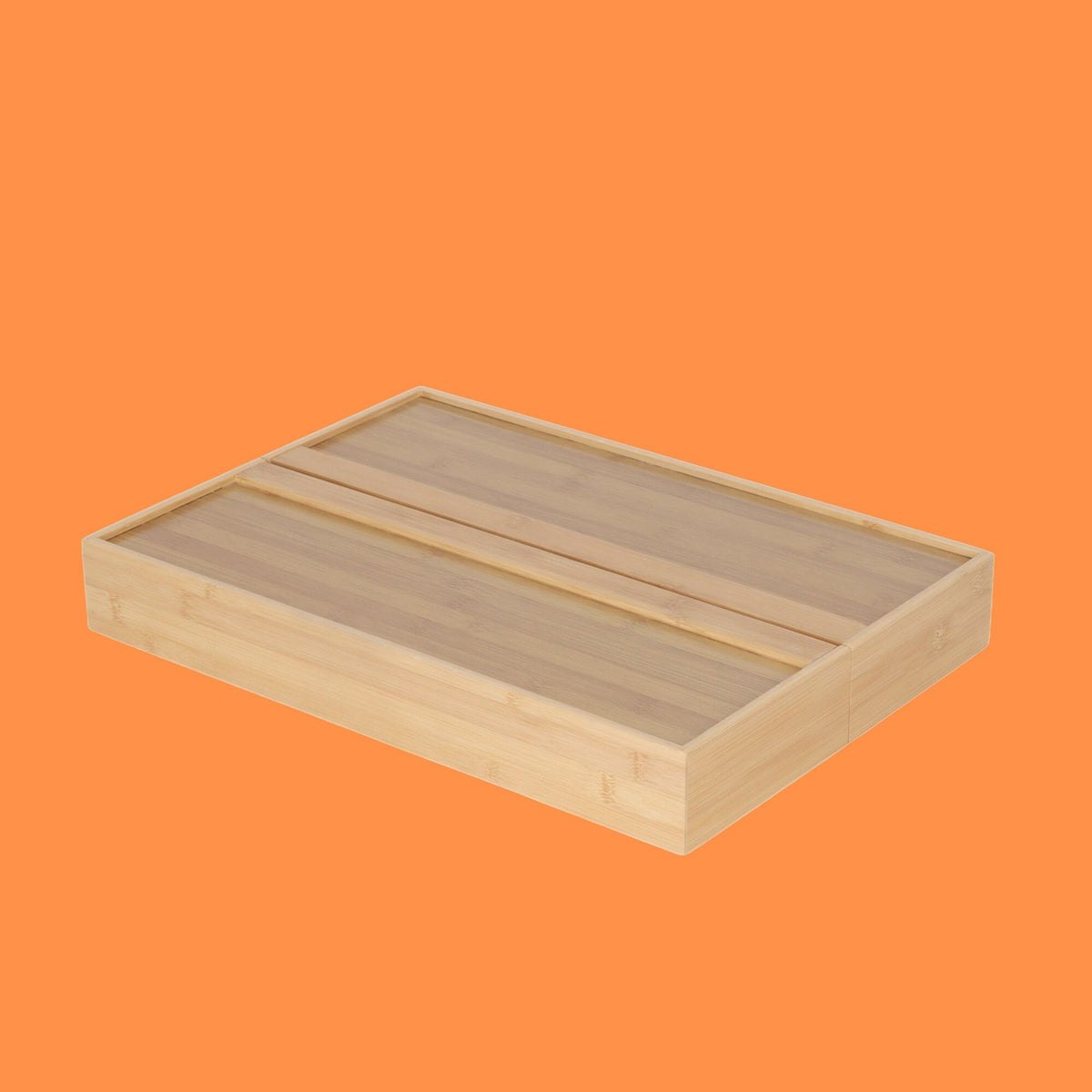 Extendable Bamboo Cutlery Tray – Adjustable, 6-8 Compartments
