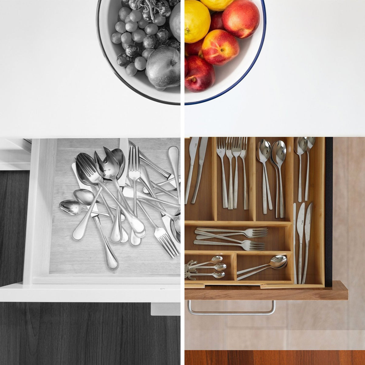 Extendable Bamboo Cutlery Tray – Adjustable, 6-8 Compartments
