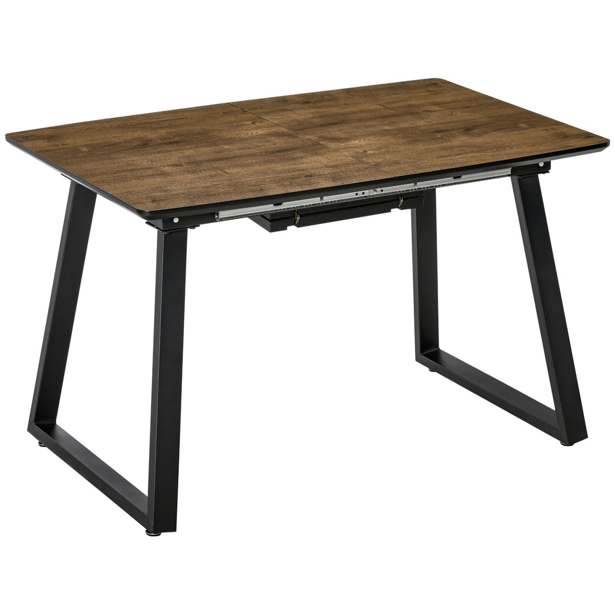 Extendable Dining Table, 120-160X80Cm, Kitchen Table, Wood Look, Dining Room Table, Metal Frame, Brown