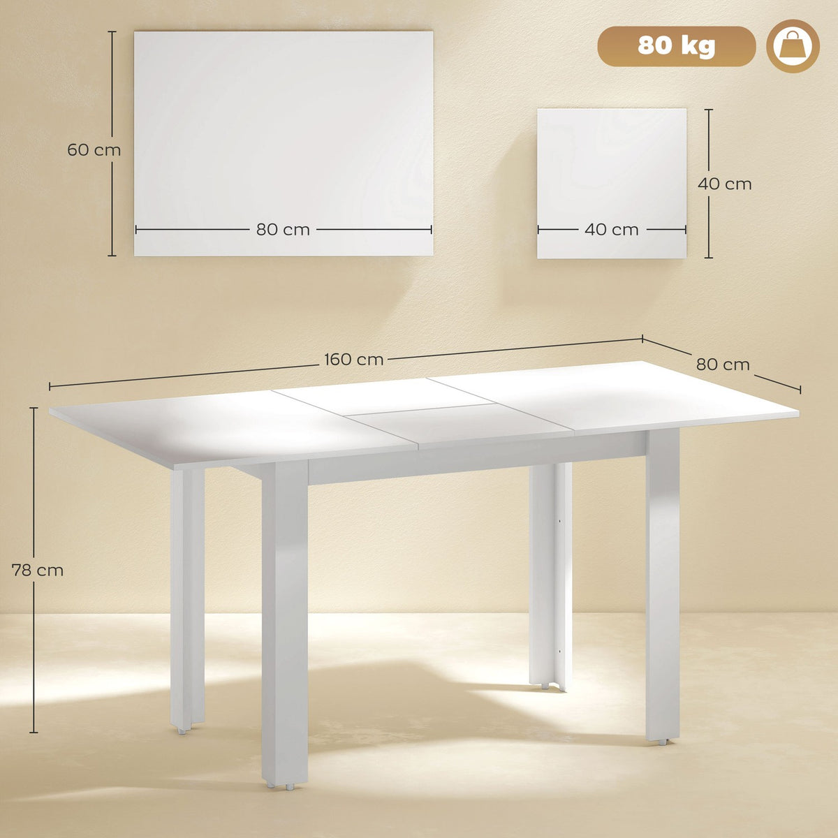 Extendable Dining Table, High Gloss, Seats 4-6, MDF