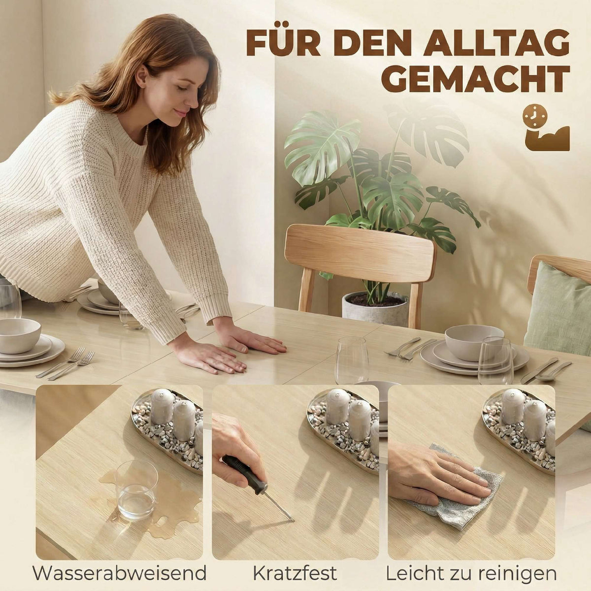 Extendable Dining Table for 6, 168 cm with Drawers & Shelves
