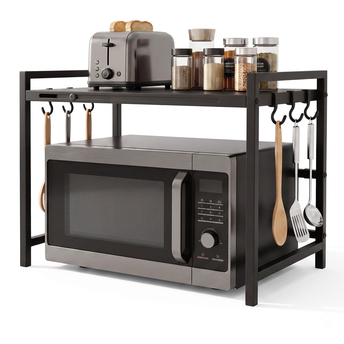 Extendable Metal Microwave Shelf with Adjustable Width