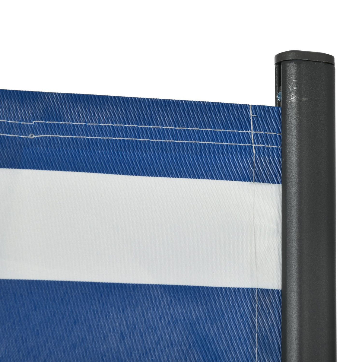 Extendable Side Awning, 300X160Cm Privacy Screen, Garden Awning With Uv Protection, Wind Protection, Polyester, Blue+White