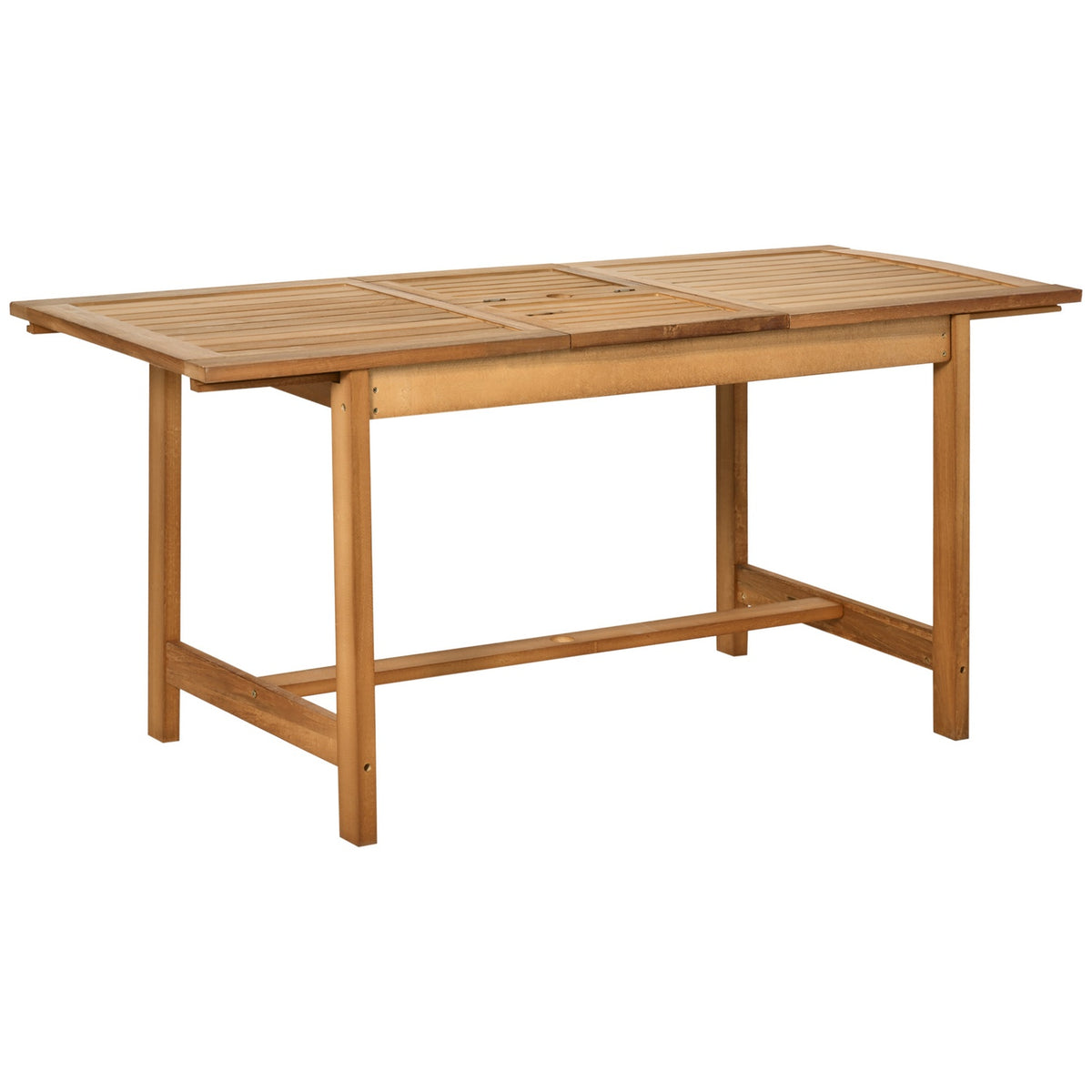 Extendable Table Weatherproof Garden Table Made Of Fir Wood, Dining Table For Garden, Extendable, Brown, 160/120X70X72Cm