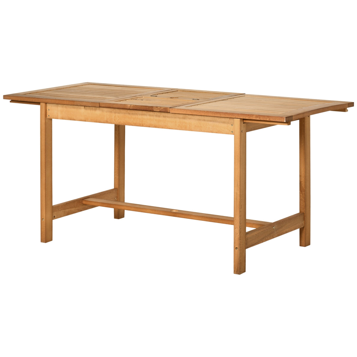 Extendable Table Weatherproof Garden Table Made Of Fir Wood, Dining Table For Garden, Extendable, Brown, 160/120X70X72Cm