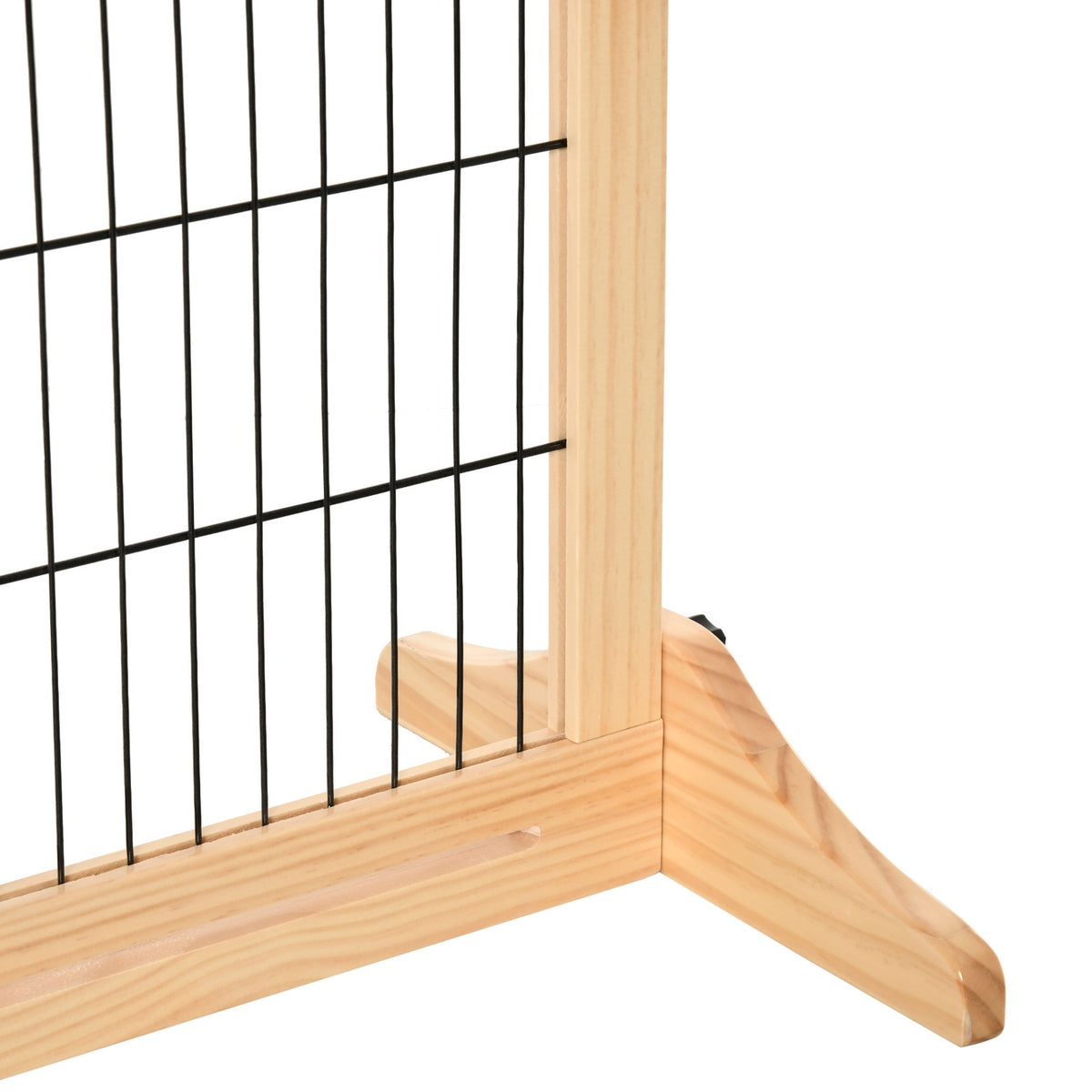 Extendable Wooden Dog Barrier Freestanding For Stairs & Doors, Natural, 202.5X76Cm