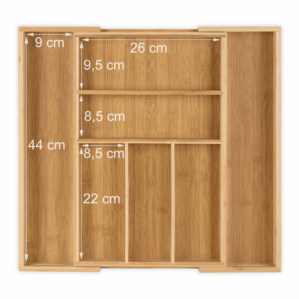 Extendable bamboo cutlery box size M
