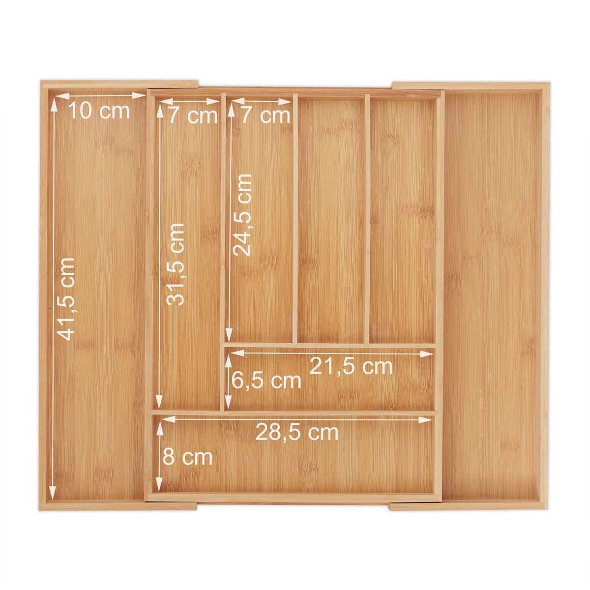 Extendable bamboo cutlery tray