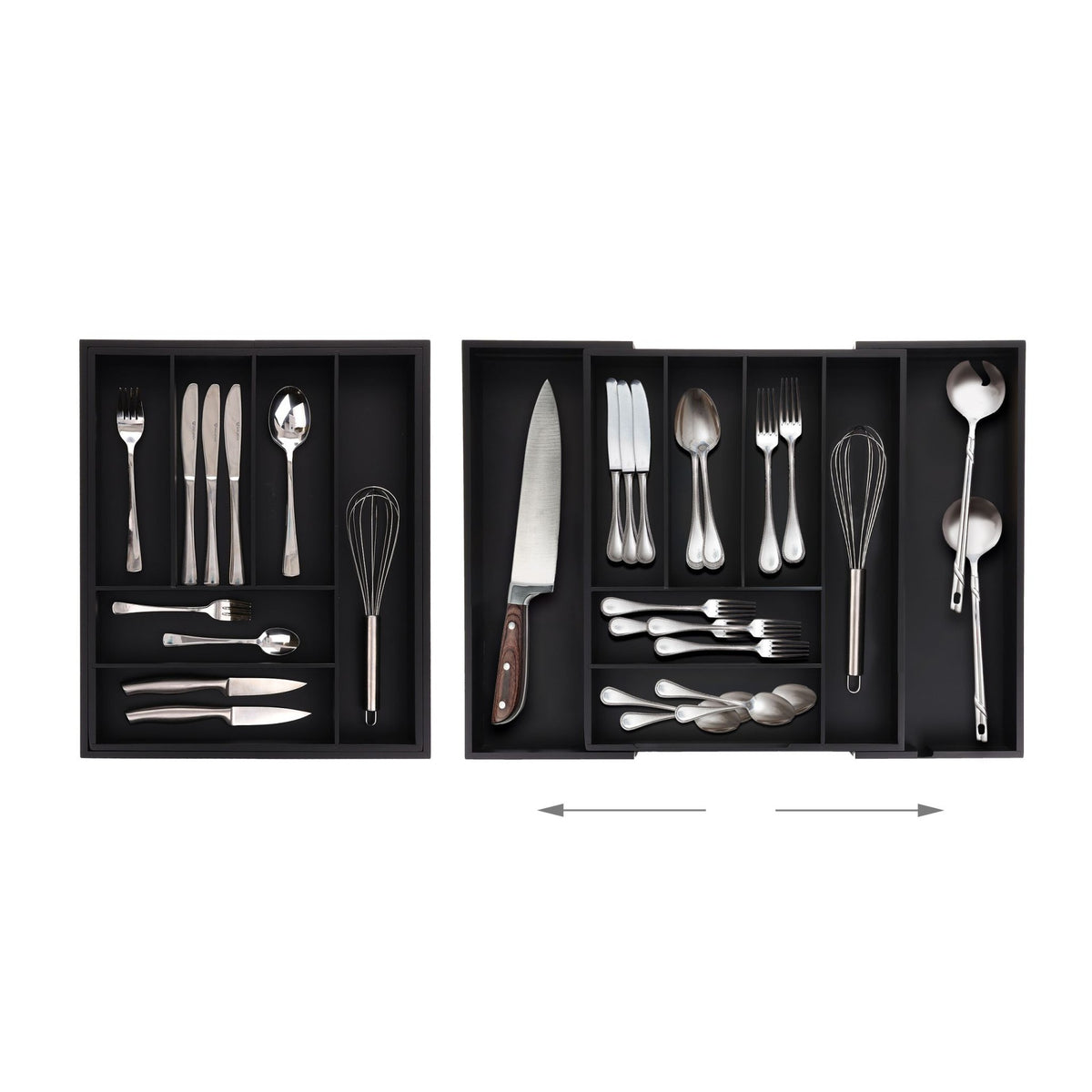 Extendable bamboo cutlery tray