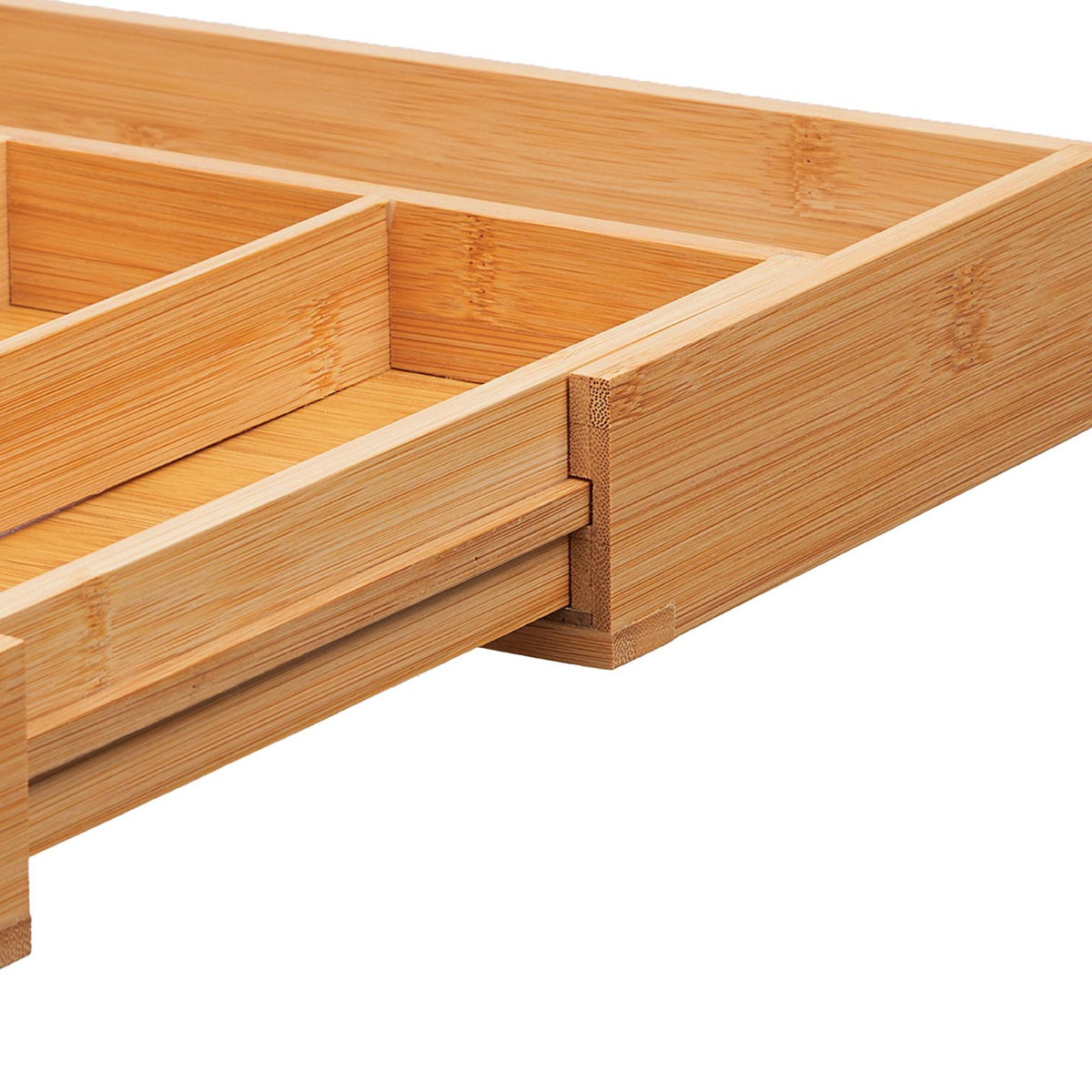 Extendable bamboo cutlery tray