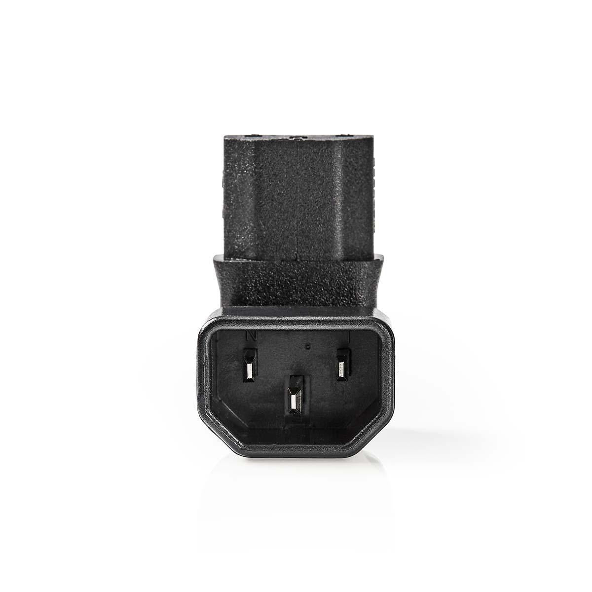 Extension Plug | IEC-320-C13 | IEC-320-C14 | Angled 90° | Nickel Plated | PVC | Black | Box | 1 pcs