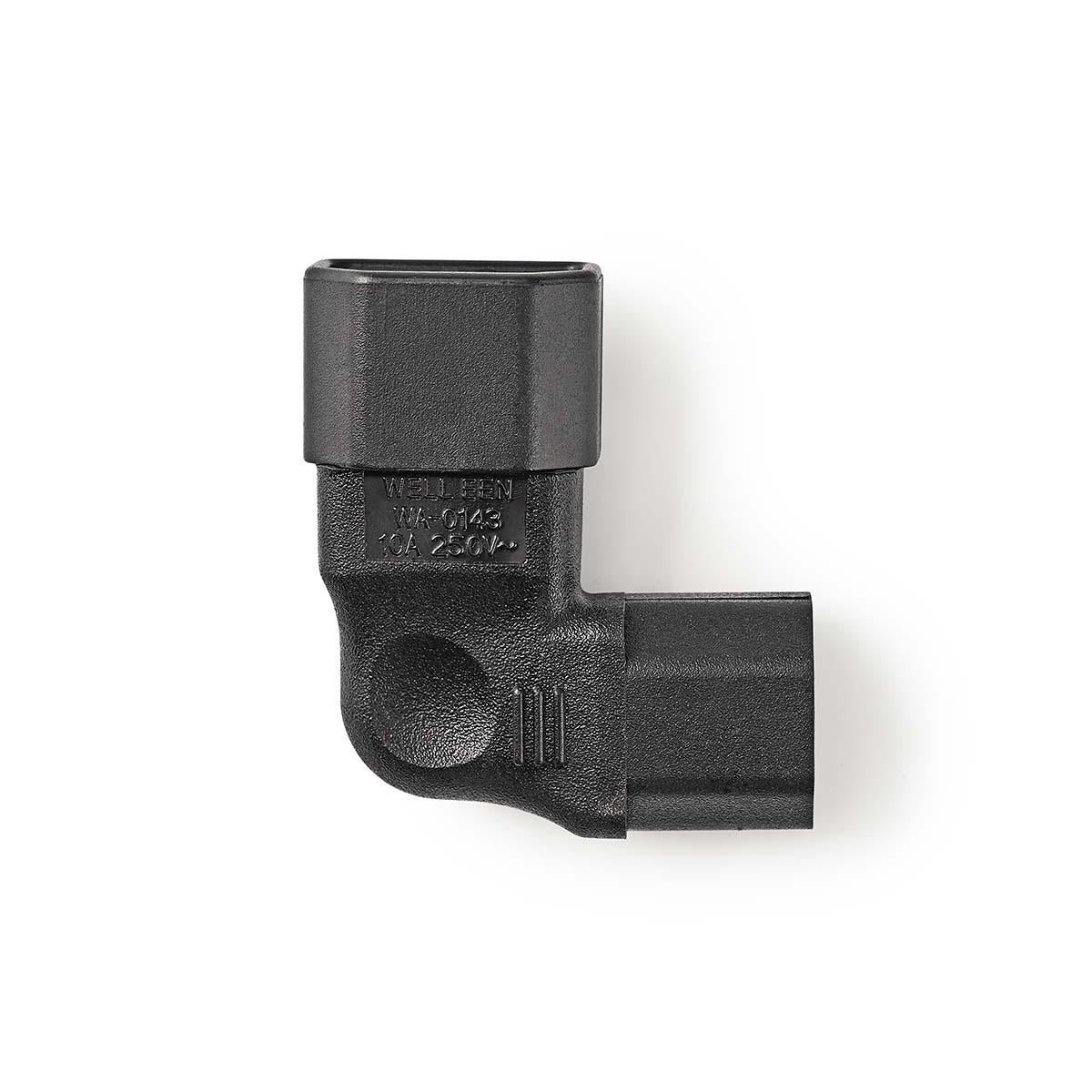 Extension Plug | IEC-320-C13 | IEC-320-C14 | Angled Left | Nickel Plated | PVC | Black | Box | 1 pcs