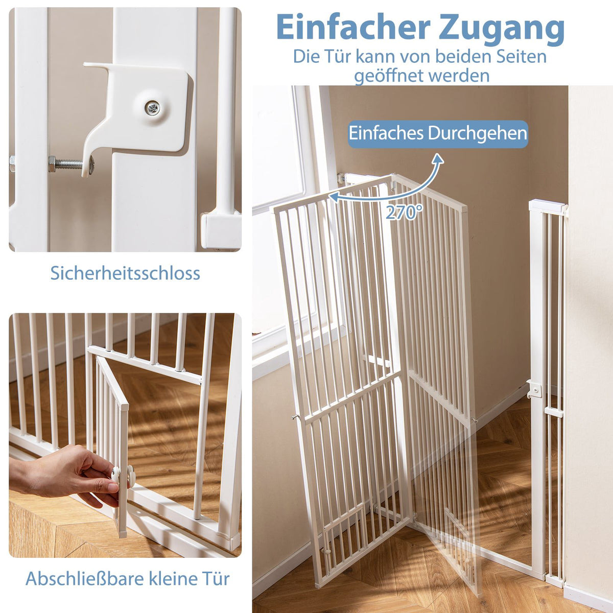 Extra Tall Pet Gate, Metal, 77-104cm Wide, 150cm High