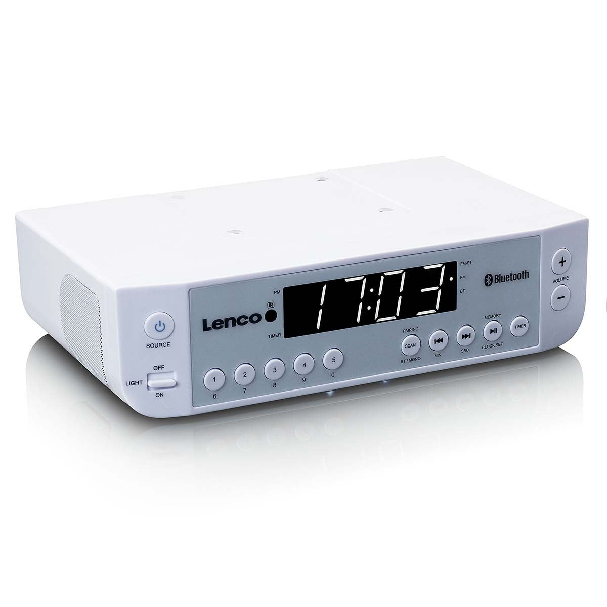 FM Kitchen Radio with Bluetooth® LED Lighting and Timer White
