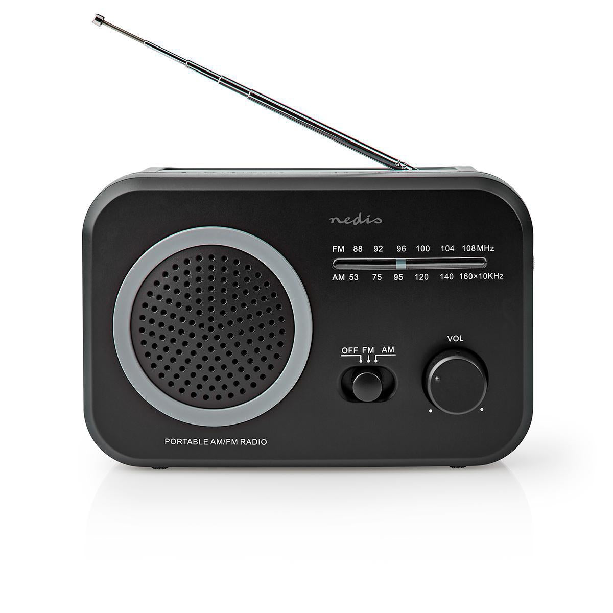 FM Radio | Portable design | AM / FM | Battery operated / Power adapter | Analog | 1.8 W| Black White Screen | Bluetooth® | Headphone jack | Carrying handle | Grey/Black
