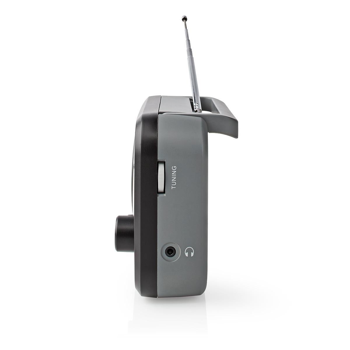 FM Radio | Portable design | AM / FM | Battery operated / Power adapter | Analog | 1.8 W| Black White Screen | Bluetooth® | Headphone jack | Carrying handle | Grey/Black