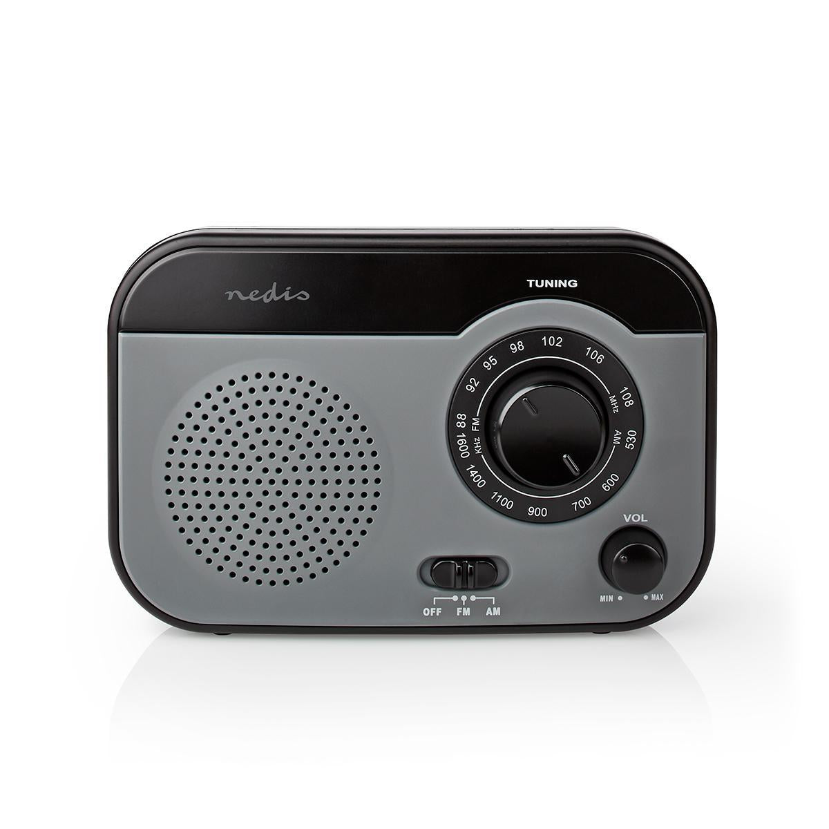 FM Radio | Portable design | AM / FM | Battery operated / Power adapter | Analog | 1.8 W| Black White Screen | Bluetooth® | Headphone jack | Carrying handle | Grey/Black