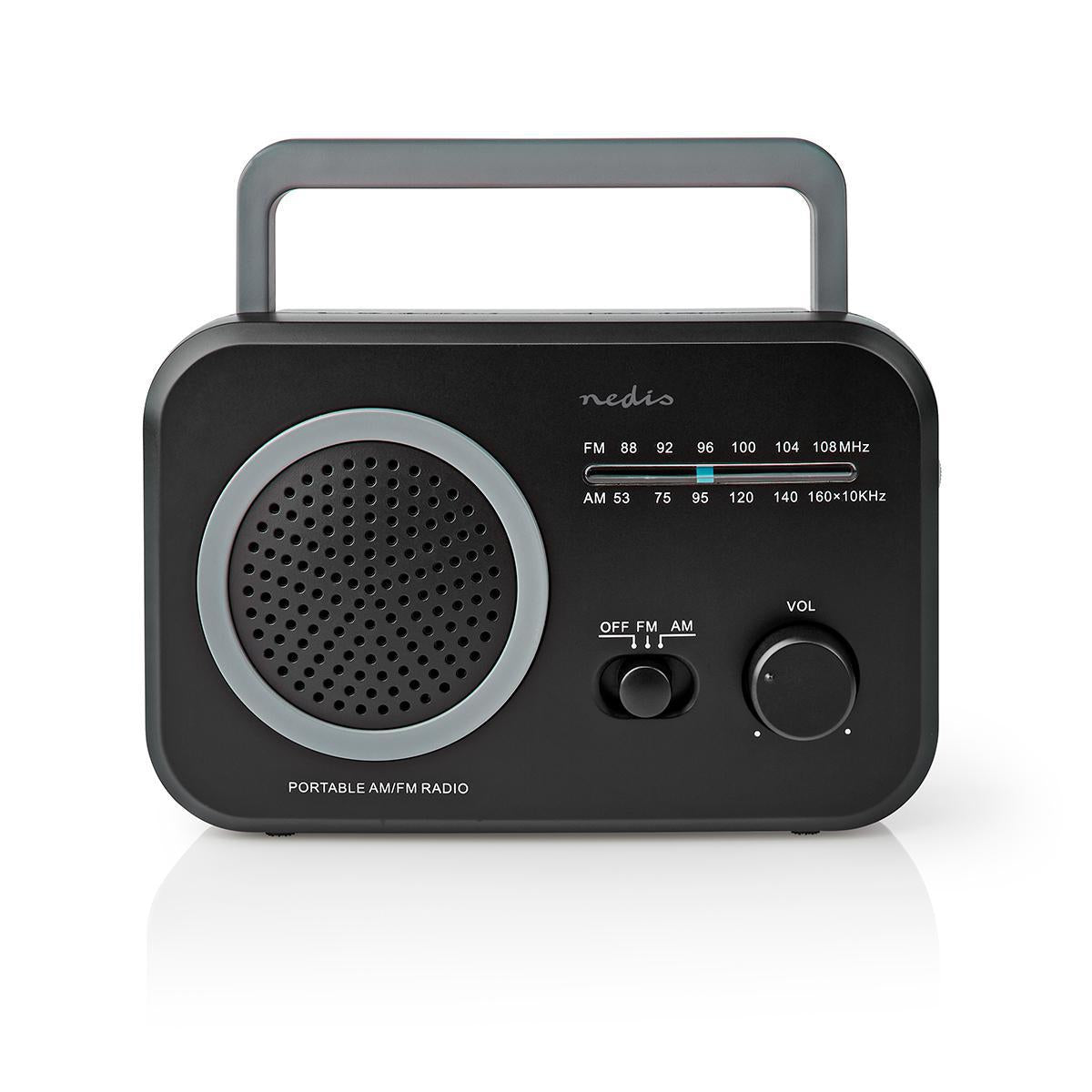 FM Radio | Portable design | AM / FM | Battery operated / Power adapter | Analog | 1.8 W| Black White Screen | Bluetooth® | Headphone jack | Carrying handle | Grey/Black