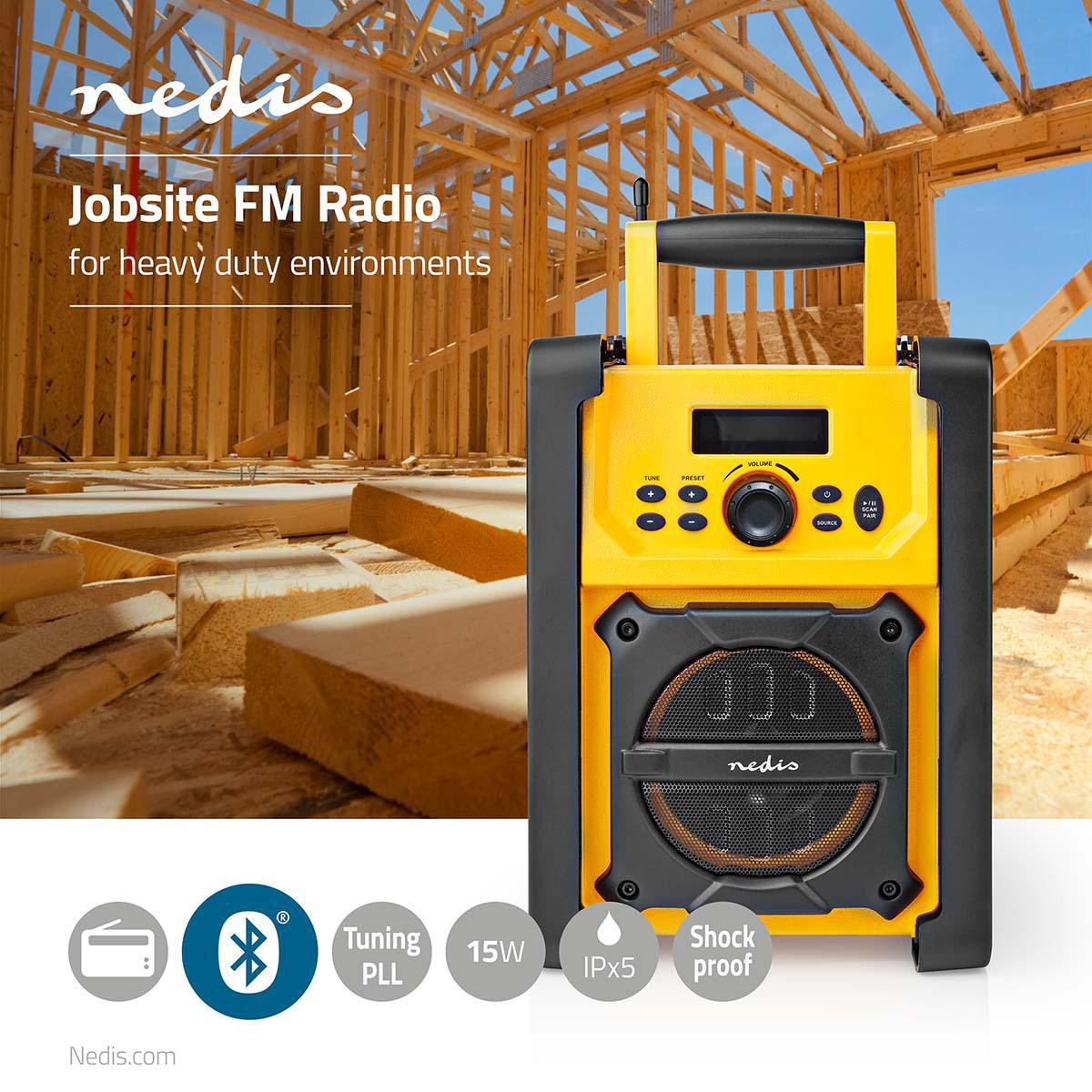 FM Radio | Radio at the Workplace | FM | Battery operated / Power adapter | Digital | 15 W| Screen Size: 2.2 " | Blue White Screen | Bluetooth® | IPX5 | Carrying Handle | Yellow / Black