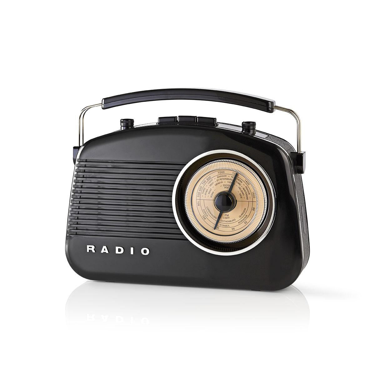 FM Radio | Table Design | AM / FM | Battery operated / Power adapter | Analog | 4.5 W| Carrying handle | Black