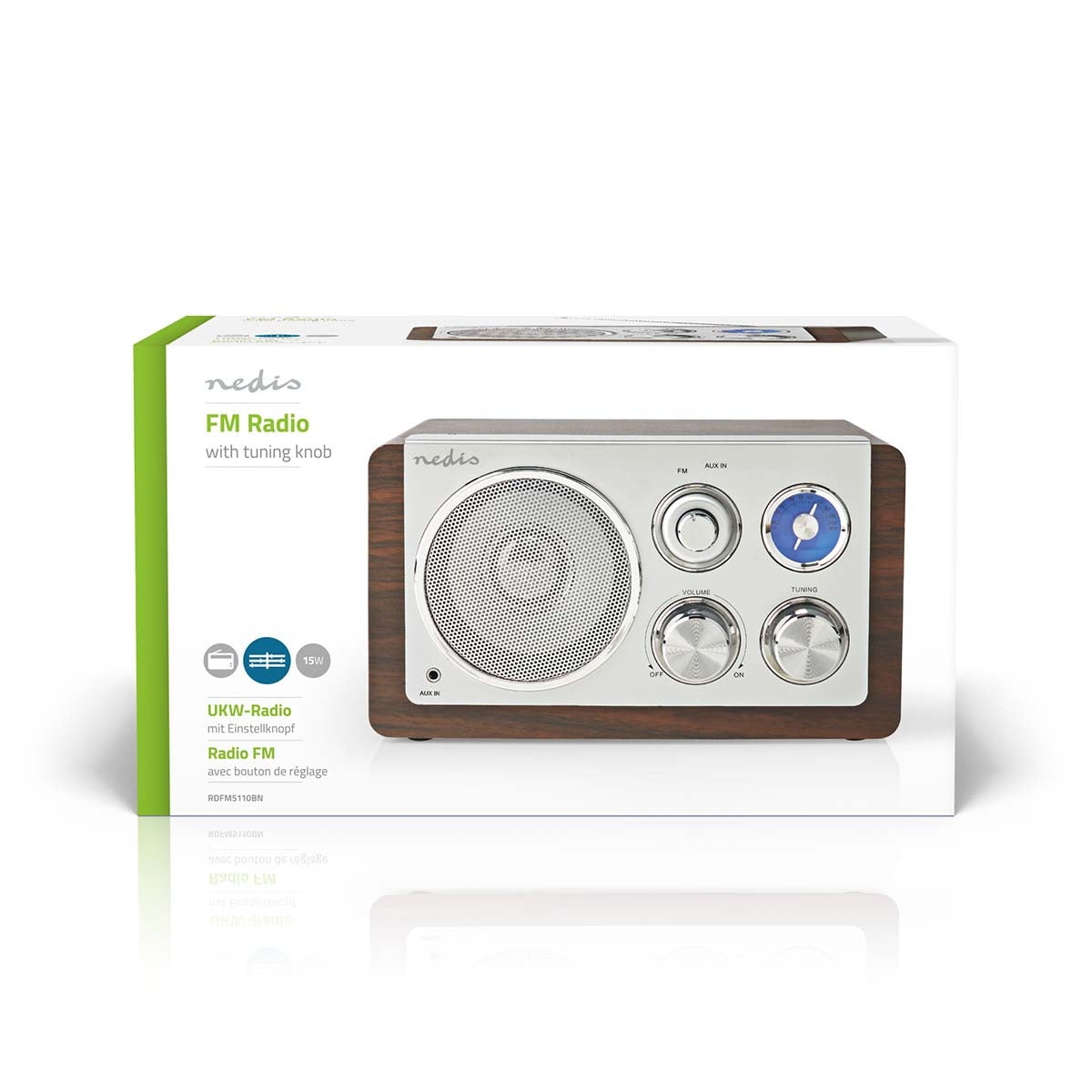 FM Radio | Table Design | FM | Power adapter | Analog | 15 W | Brown