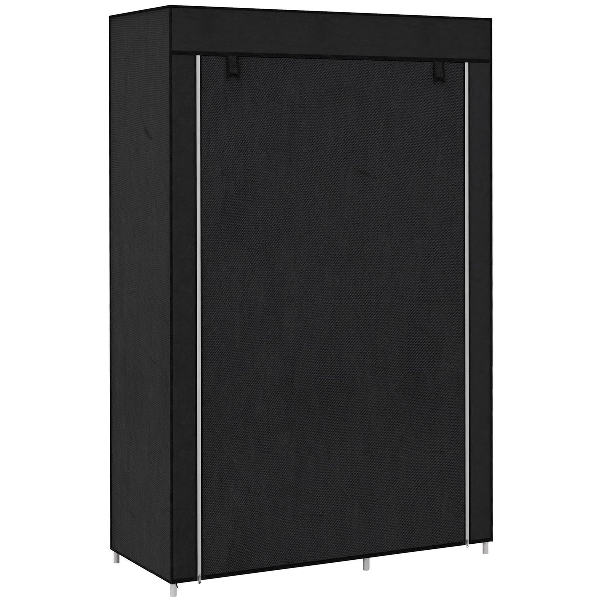Fabric Wardrobe 6 Compartments Fleece Look Folding Wardrobe Black 103X43X162.5Cm