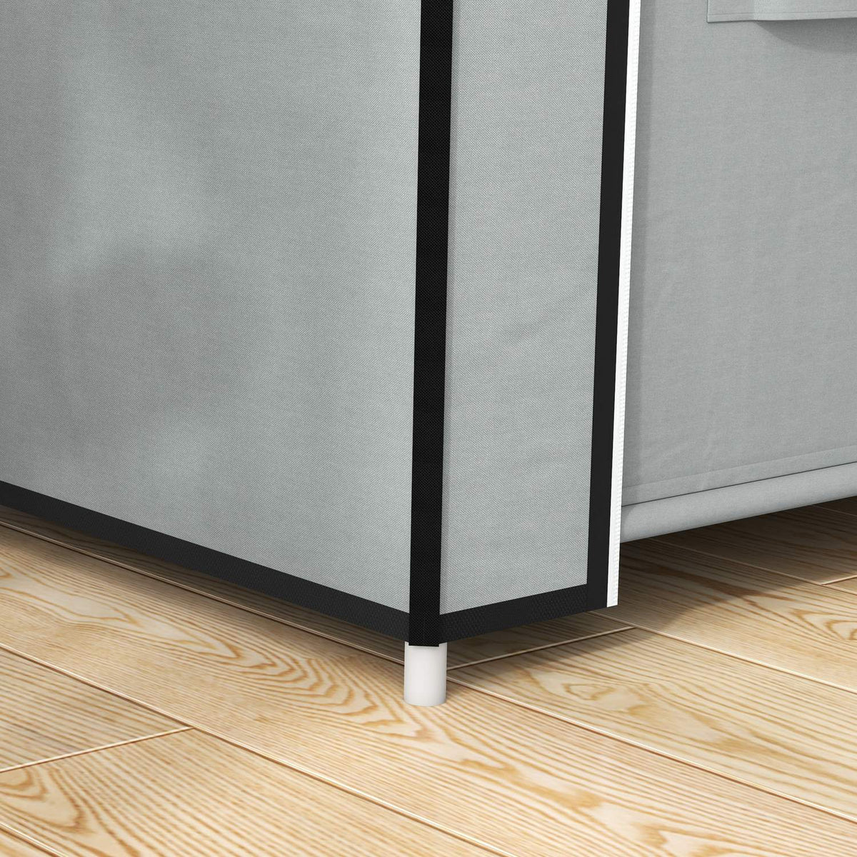 Fabric Wardrobe, Space-Saving Wardrobe With 5 Compartments And Clothes Rail, Zip, Folding Wardrobe, Light Grey