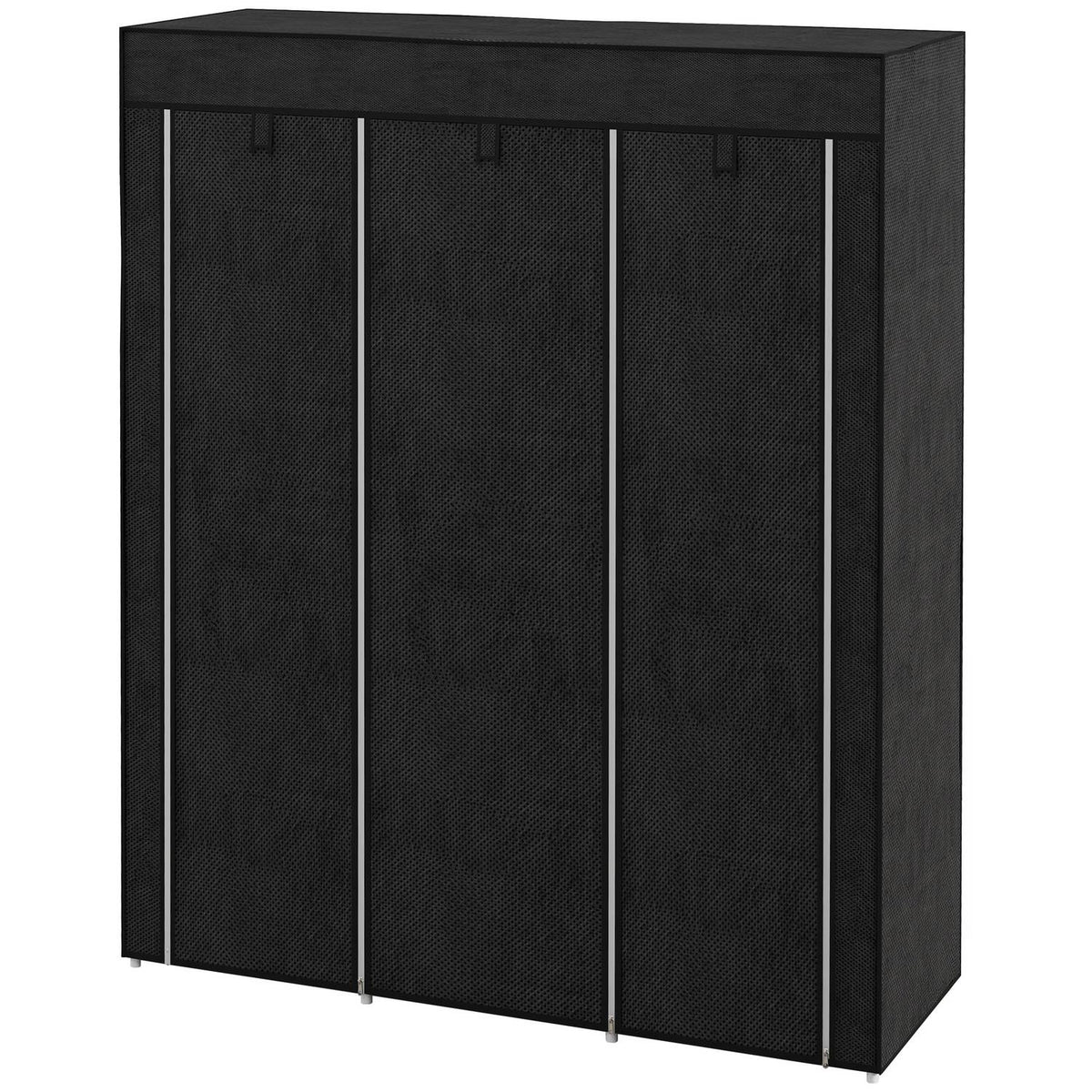 Fabric Wardrobe With Clothes Rail, 8 Levels, Light Gray, 125X43X162.5Cm, Space-Saving Folding Cabinet For Hallway