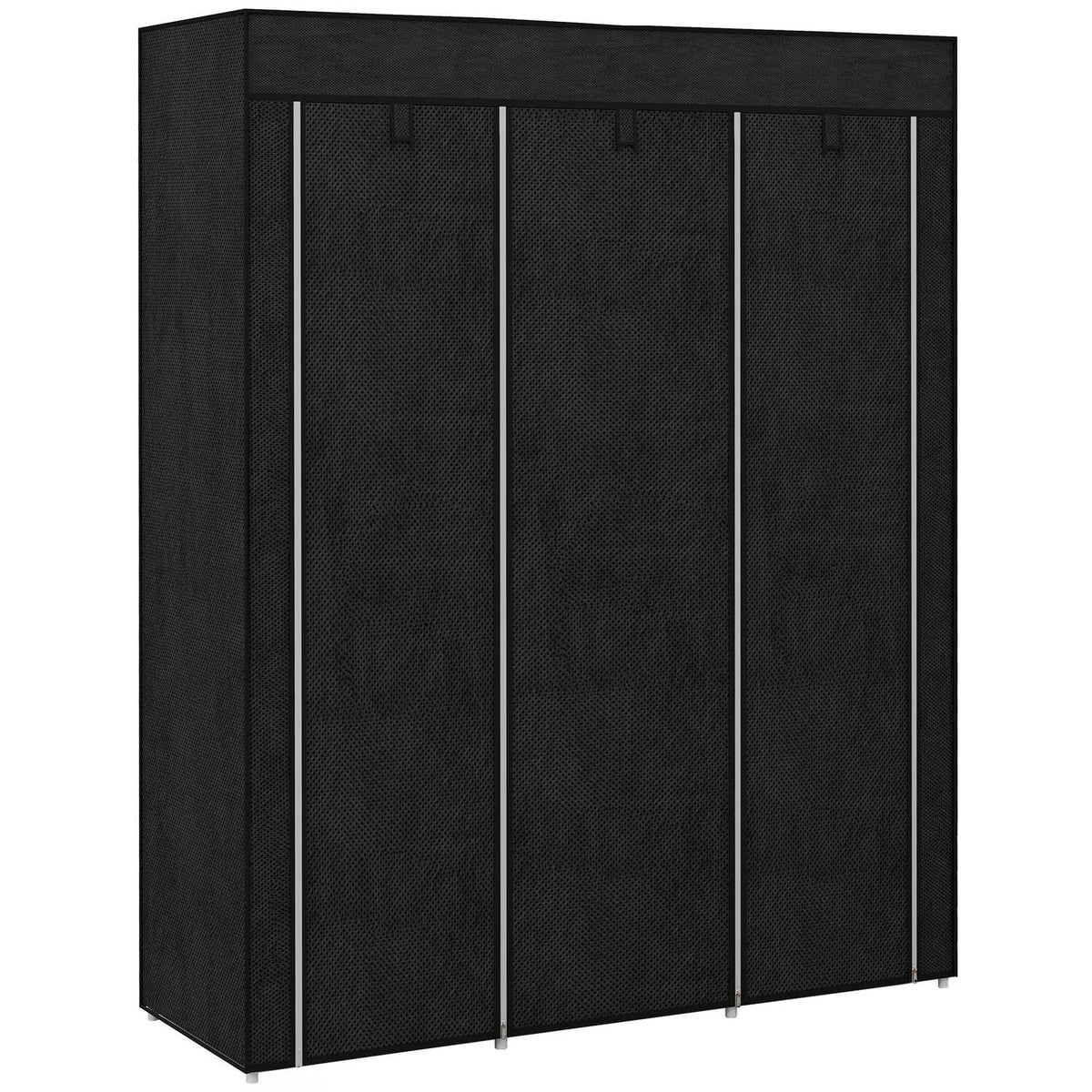 Fabric Wardrobe With Clothes Rail, 8 Levels, Light Gray, 125X43X162.5Cm, Space-Saving Folding Cabinet For Hallway