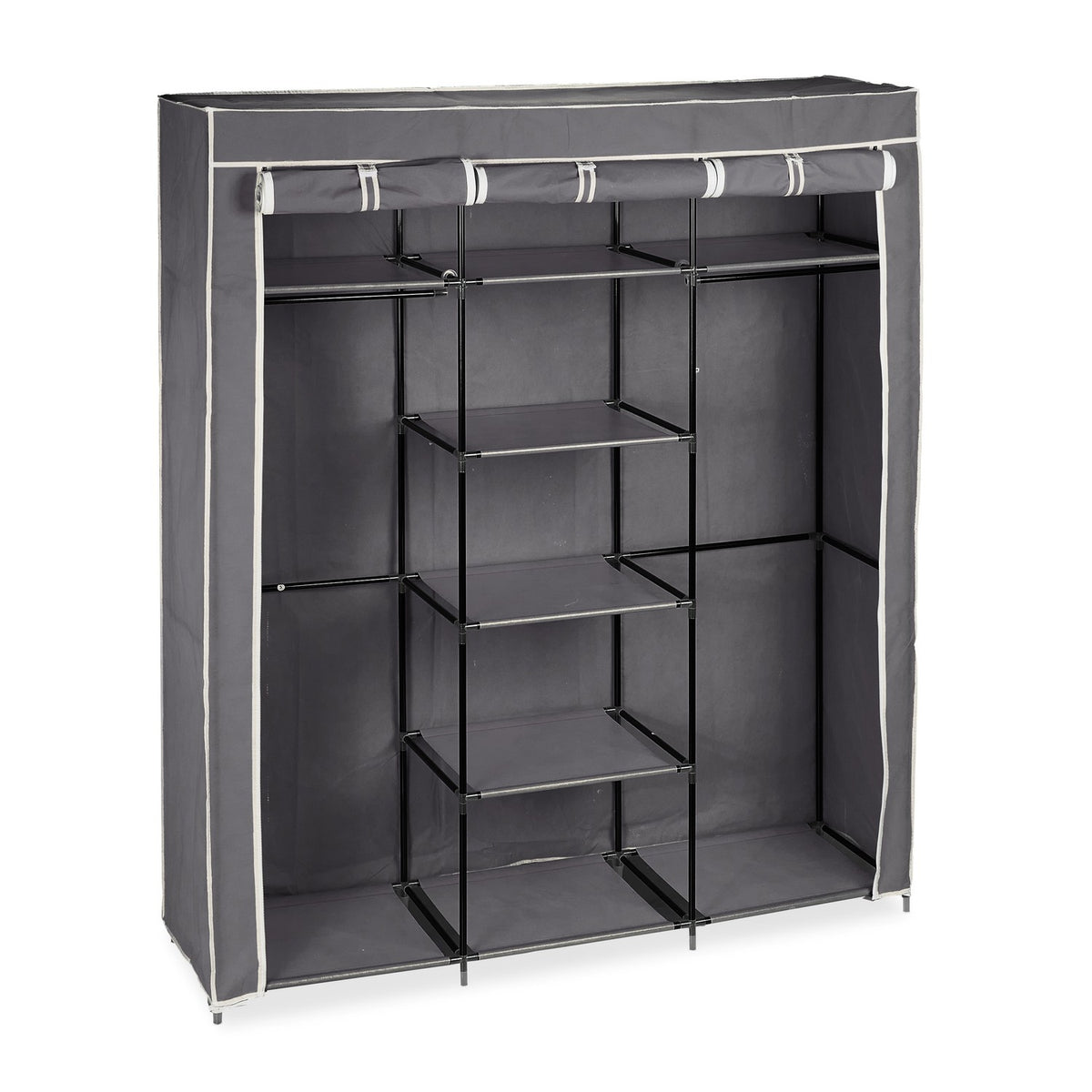Fabric wardrobe XXL with 9 shelves