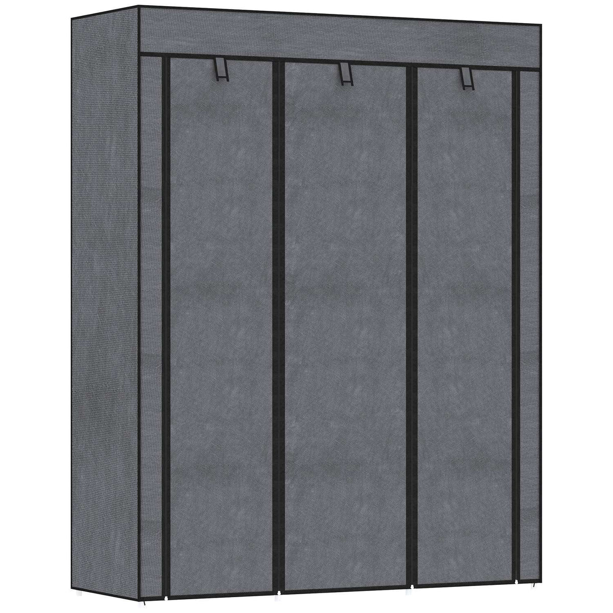 Fabric wardrobe, wardrobe with clothes rails, 8 levels, folding wardrobe, foldable wardrobe for bedroom, hallway, non-woven fabric, dark grey, 125 x 43 x 162.5 cm