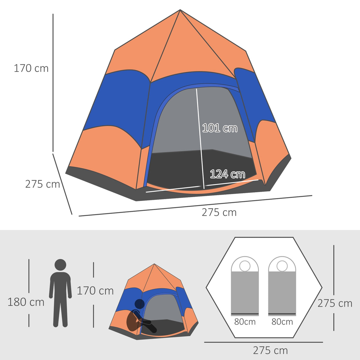 Family Tent Quick-Up Tent Double Wall Tent For 4-6 People 4 Seasons Waterproof With Mosquito Net 2 Doors