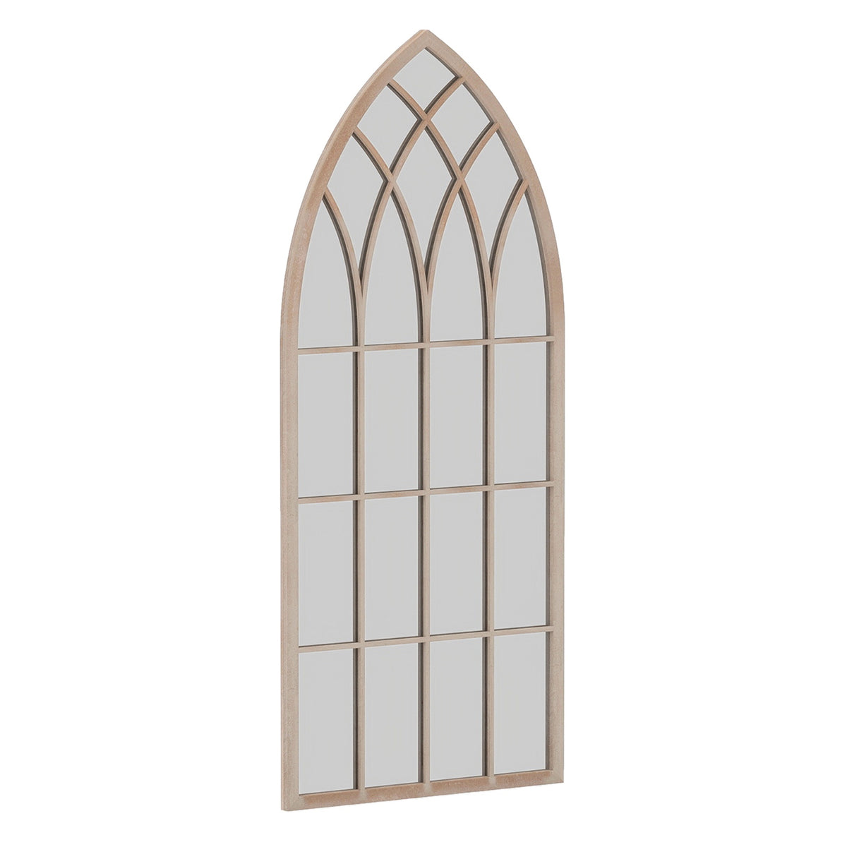 Farmhouse Arched Wall Mirror, Metal Frame, 115x50 cm, Gray
