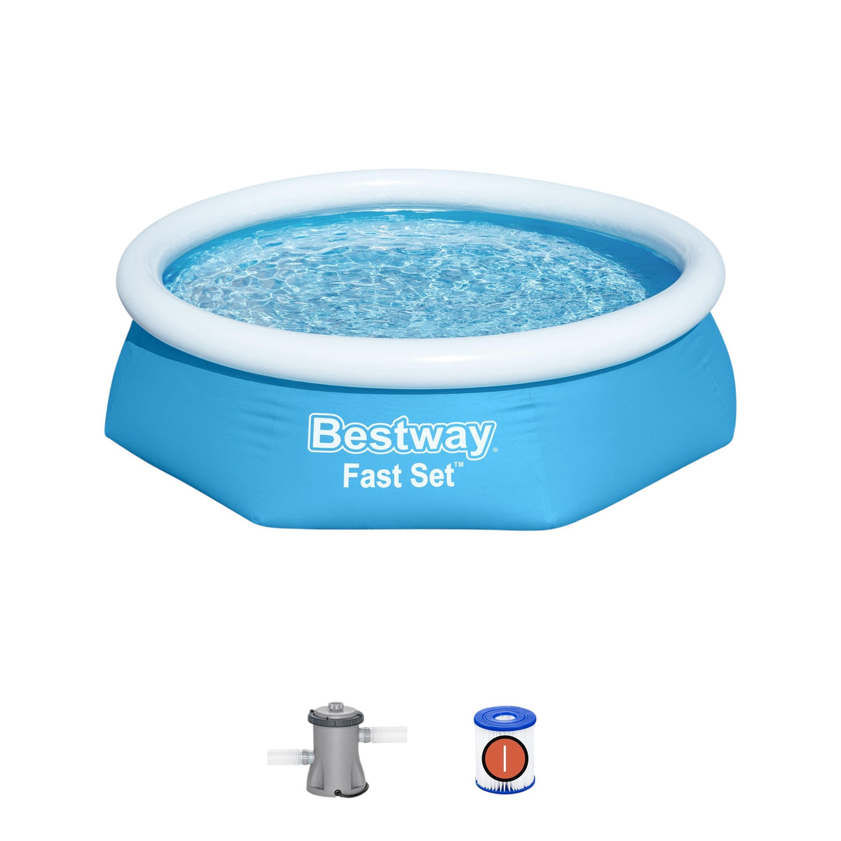 Fast Set Inflatable Pool with Pump, 2.44m x 61cm