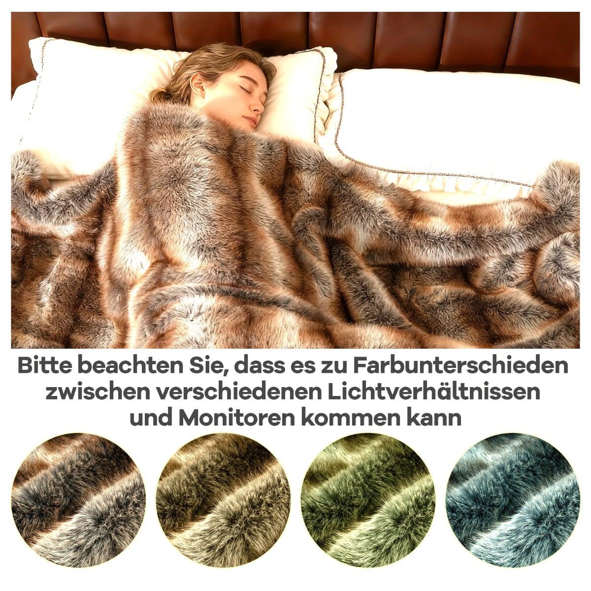 Faux Fur Throw Blanket, Brown-Taupe, 153 x 203 cm