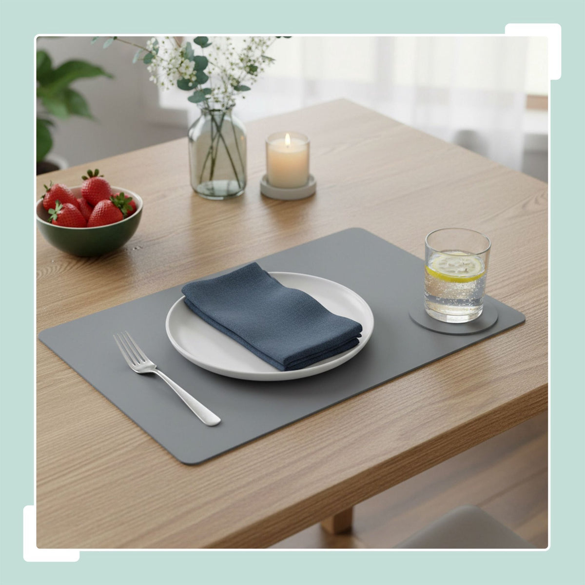 Faux Leather Placemats & Coasters Set, Reversible, 6-Pack