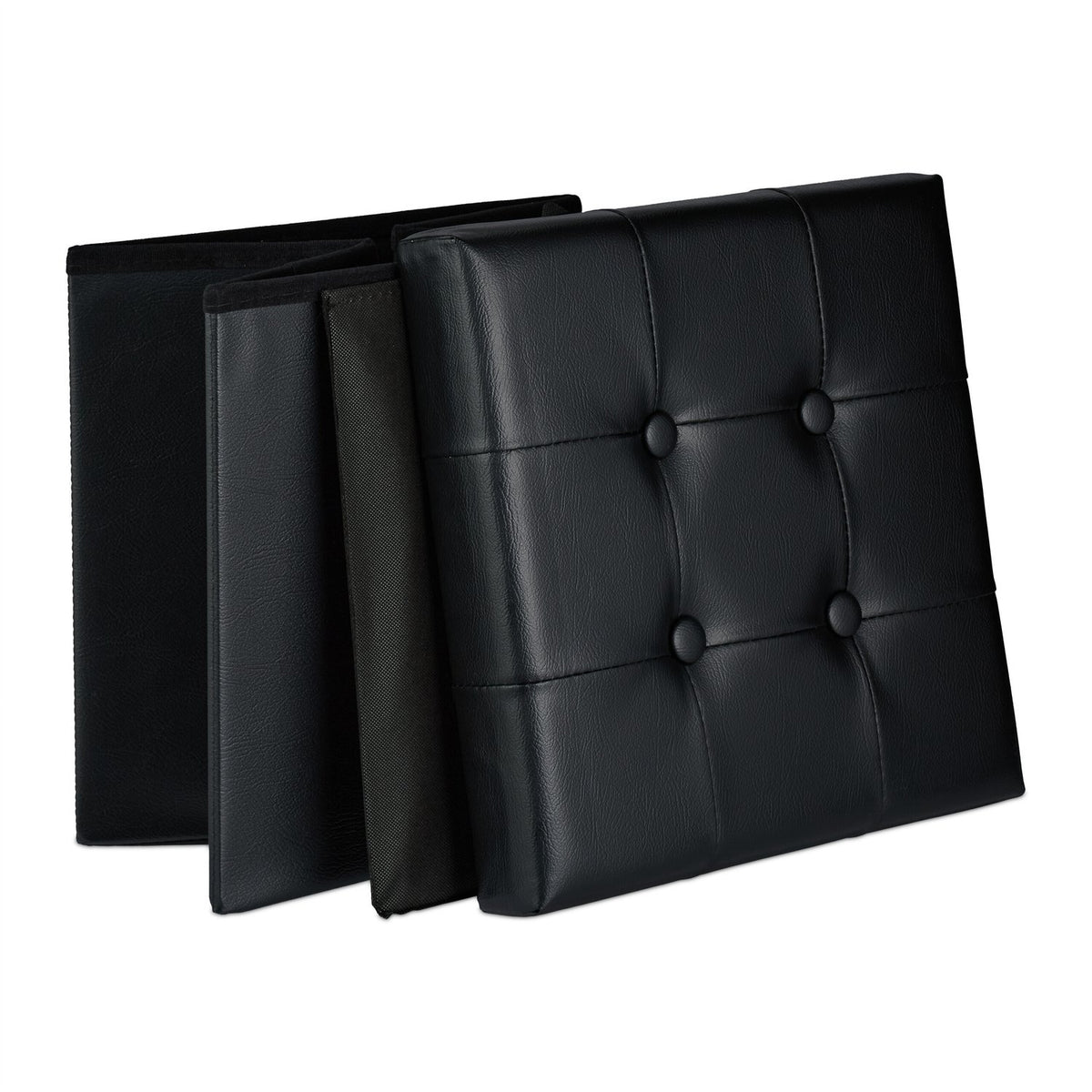 Faux Leather Storage Ottoman, Foldable Seat Stool