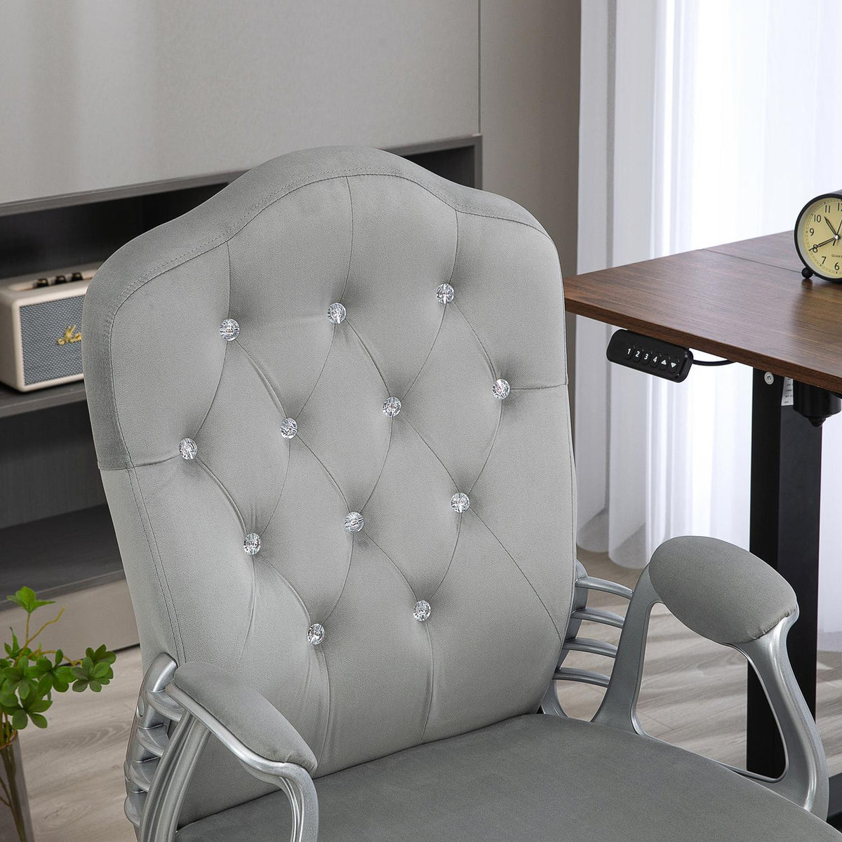 Faux leather office chair, ergonomic desk chair with rocker function, 360° rotatable, height adjustable, up to 120 kg, light gray