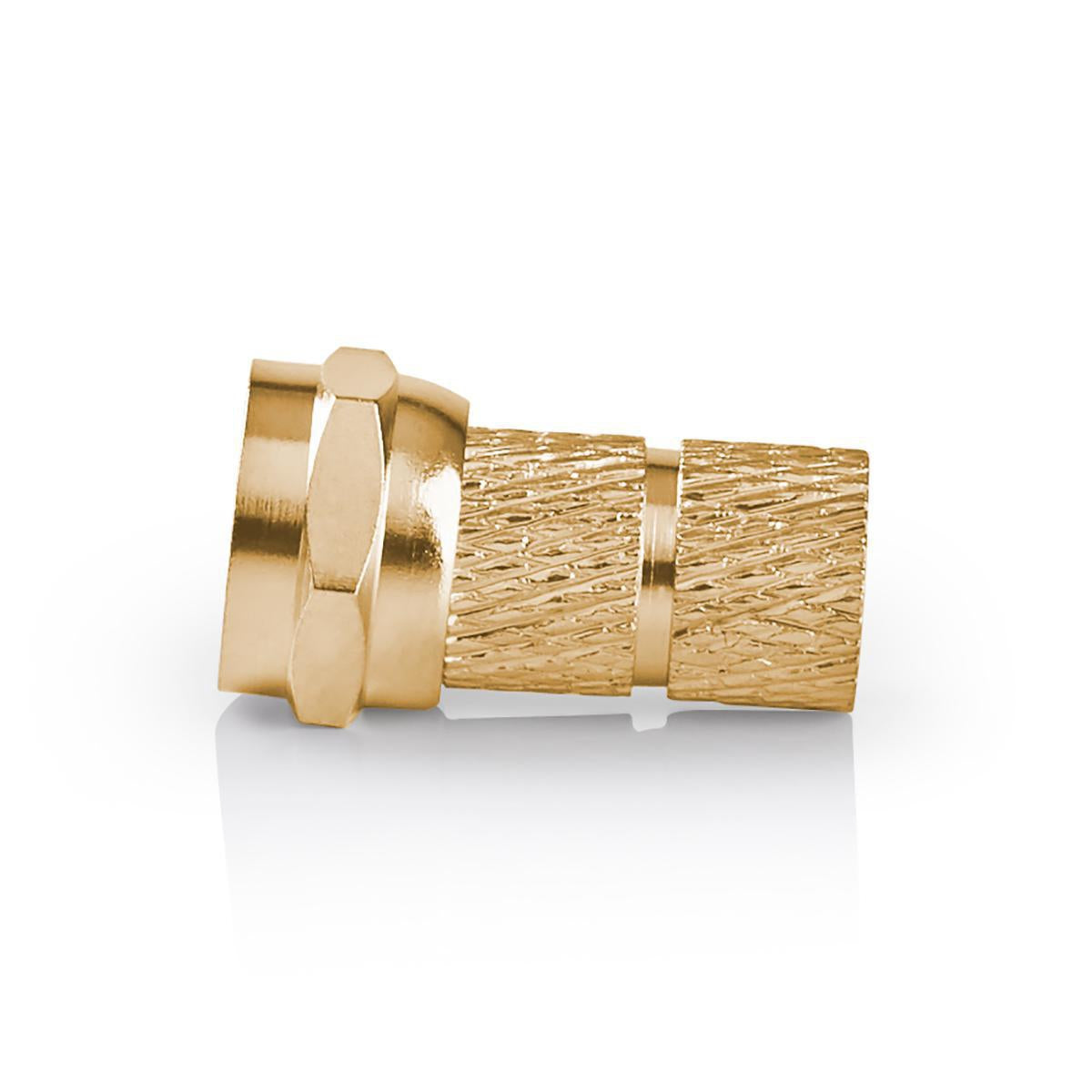F connector | Straight | Male | Gold Plated | 75 Ohm | Twist-On | Cable input diameter: 7 mm | Copper | Metal | 2 pcs. | Cardboard box with window