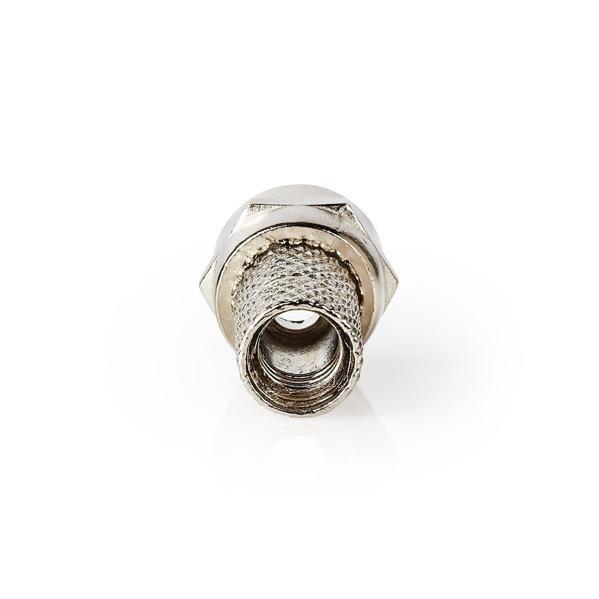 F connector | Straight | Male | Nickel Plated | 75 Ohm | Twist-On | Cable input diameter: 5.0 mm | Zinc Alloy | Silver | 25 pcs. | Plastic bag