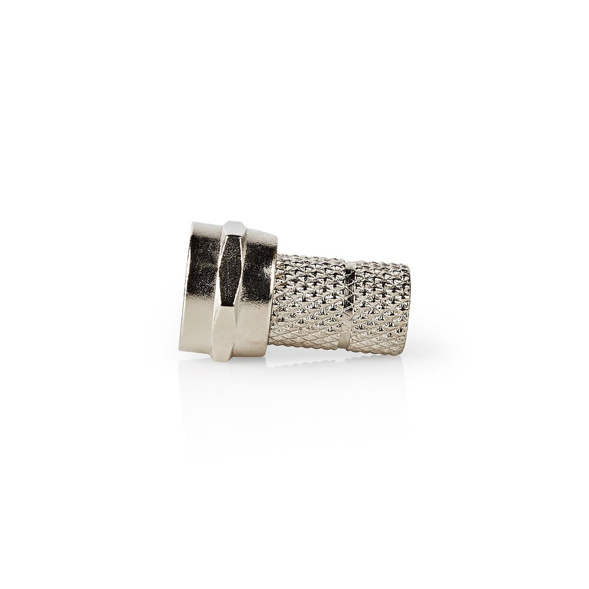 F connector | Straight | Male | Nickel Plated | 75 Ohm | Twist-On | Cable input diameter: 5.0 mm | Zinc Alloy | Silver | 25 pcs. | Plastic bag