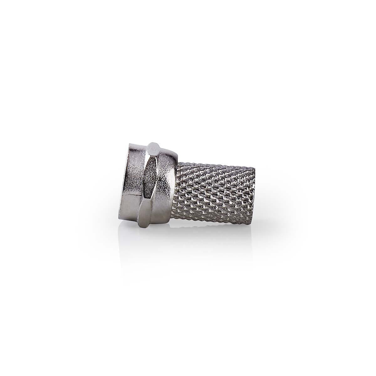 F connector | Straight | Male | Nickel Plated | 75 Ohm | Twist-On | Cable input diameter: 6.4 mm | Zinc Alloy | Silver | 25 pcs. | Plastic bag