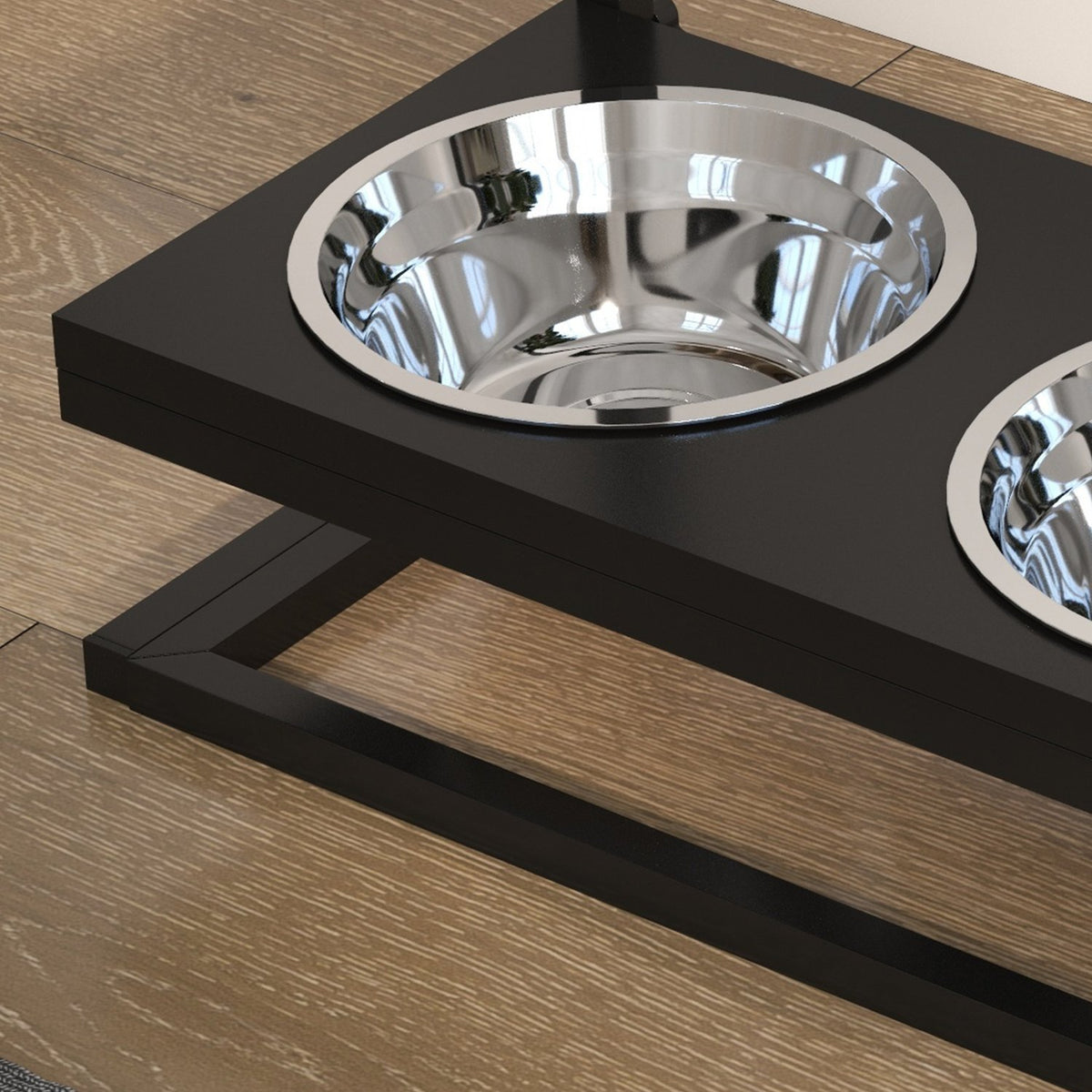 Feeding Station Stainless Steel Dog Bowl Adjustable Bone-Shaped 0.9L