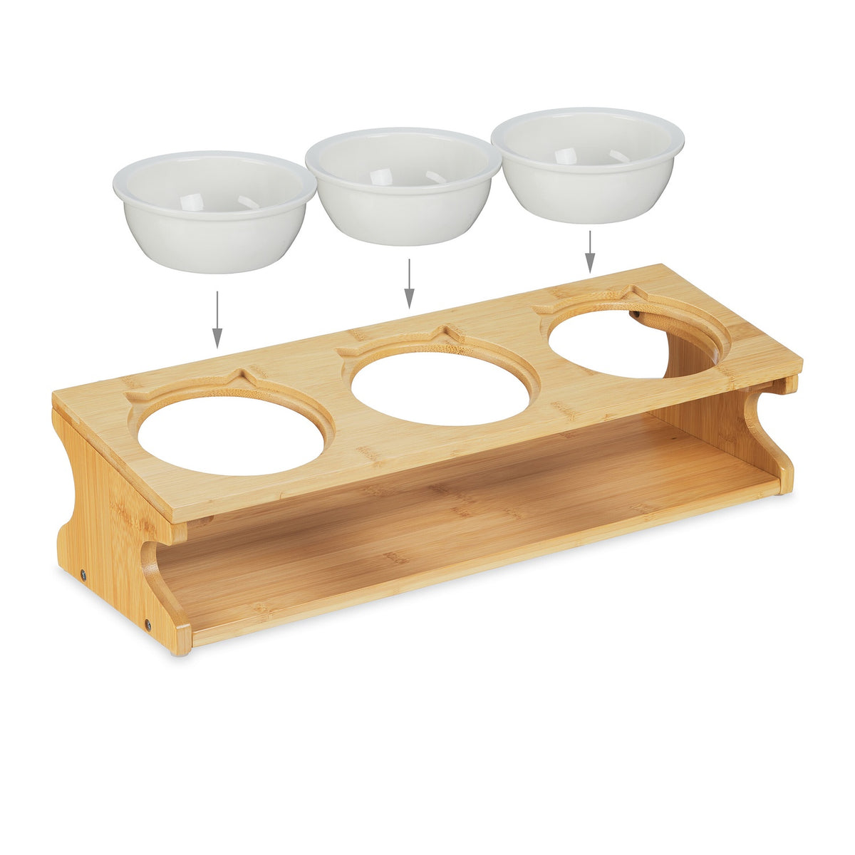 Feeding station for cats with 3 bowls