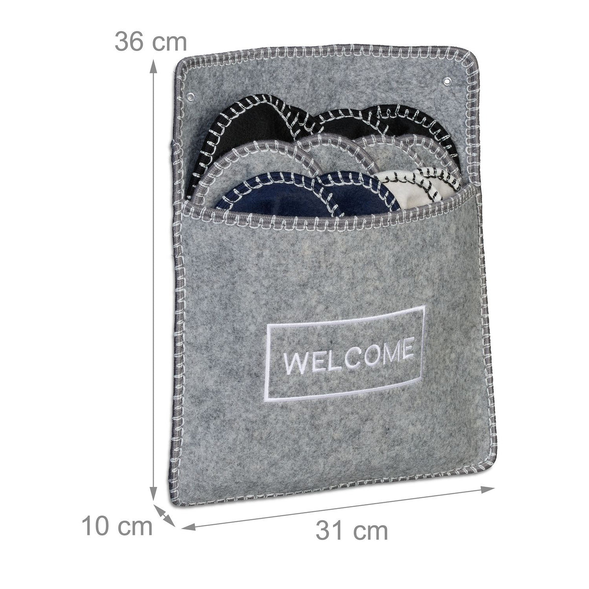 Felt Guest Slippers Set, 6 Pairs with Storage Bag