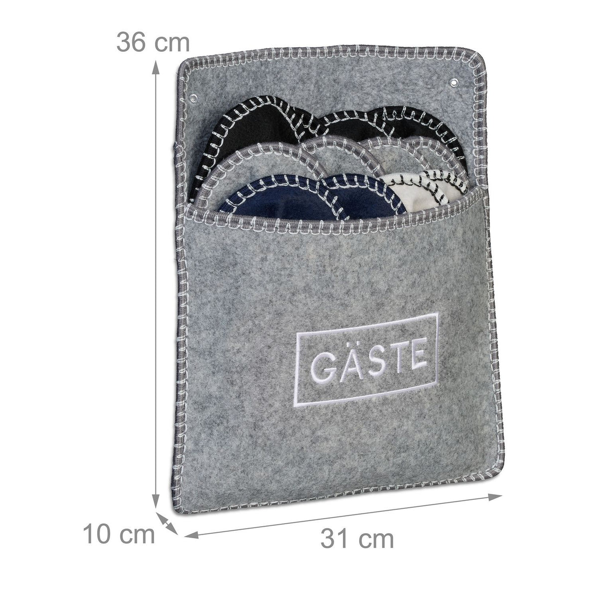 Felt Guest Slippers Set with Bag – 6 Pairs, Non-Slip Soles